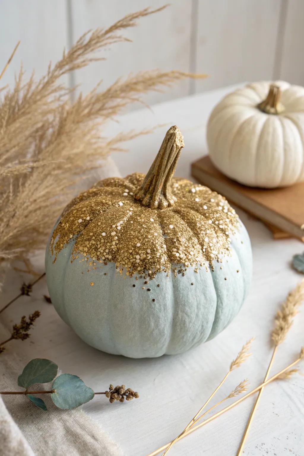 Improve your fall decor with this stunning finish-painted radiance gourd, where rustic meets chic flawlessly.