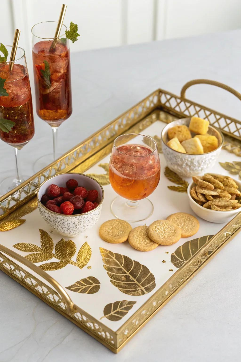 Convey in elegance through a gold leaf platter.