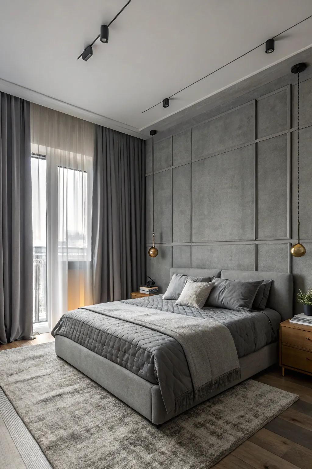 A monochromatic grey scheme crafts an elegant look.