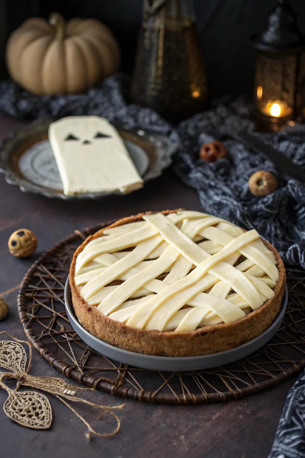 A wrapped cheesecake for a touch of ancient spookiness.