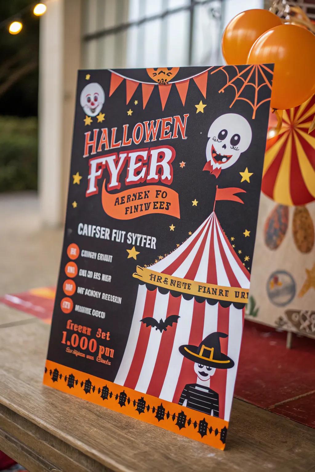 An announcement that blends fair fun with Halloween spookiness.