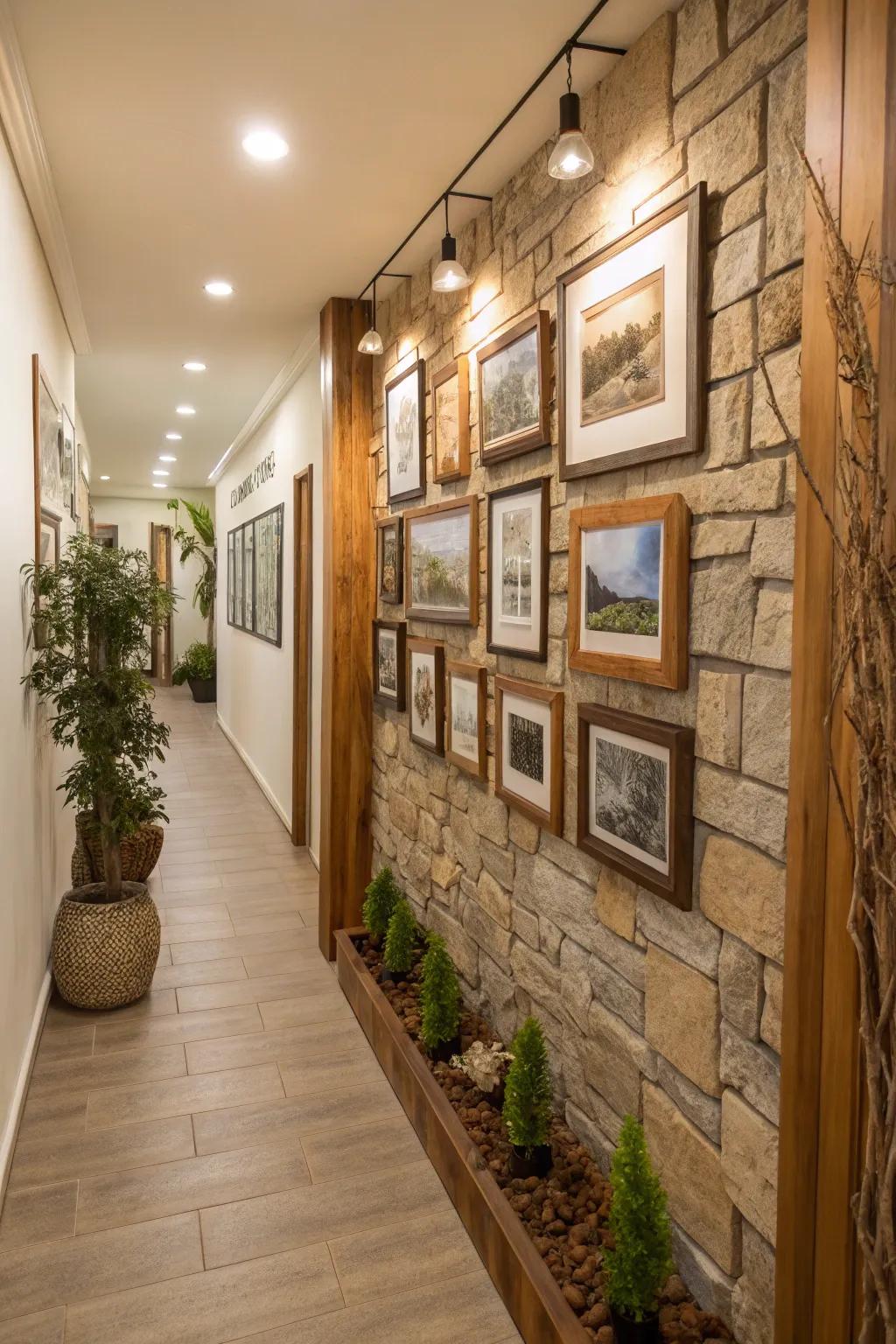 Organic elements contribute life and warmth to your hallway.