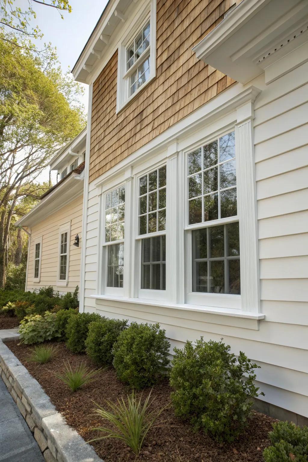 Timeless white trims offer a classic and fresh appearance.