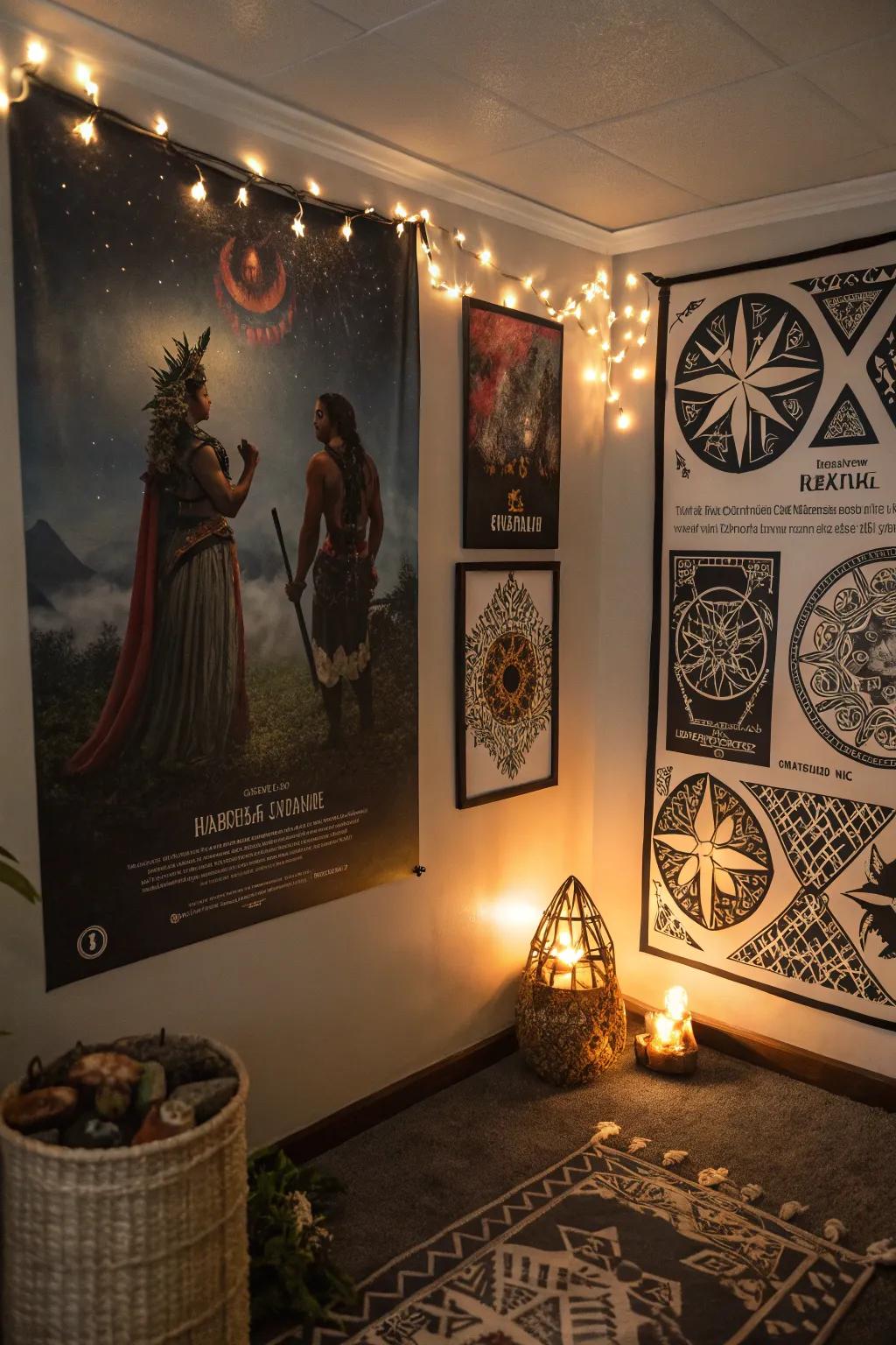 A poster of Hawaiian myths that enhances a mystical-themed room.