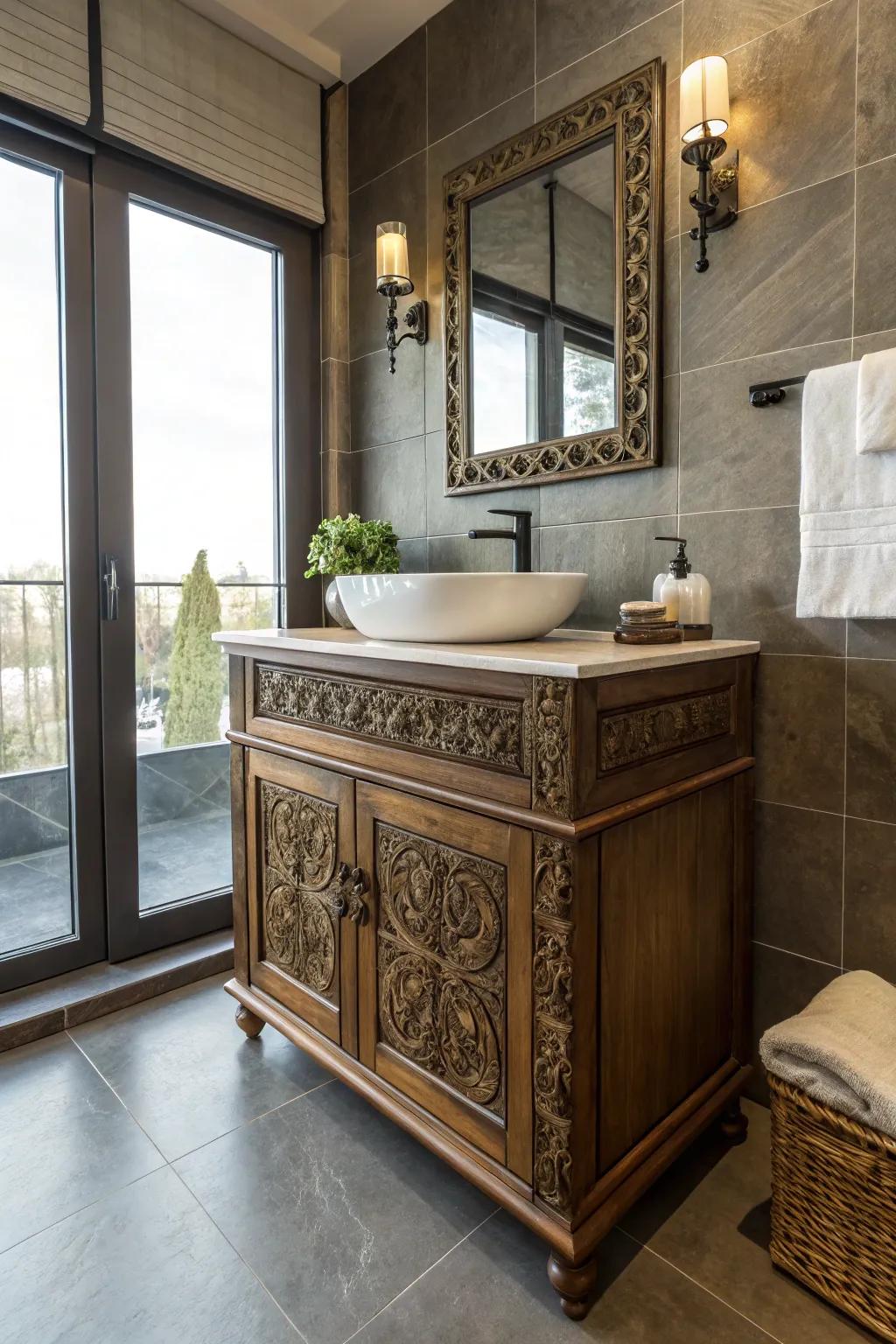 An antique piece cleverly concealing a medicine cabinet.