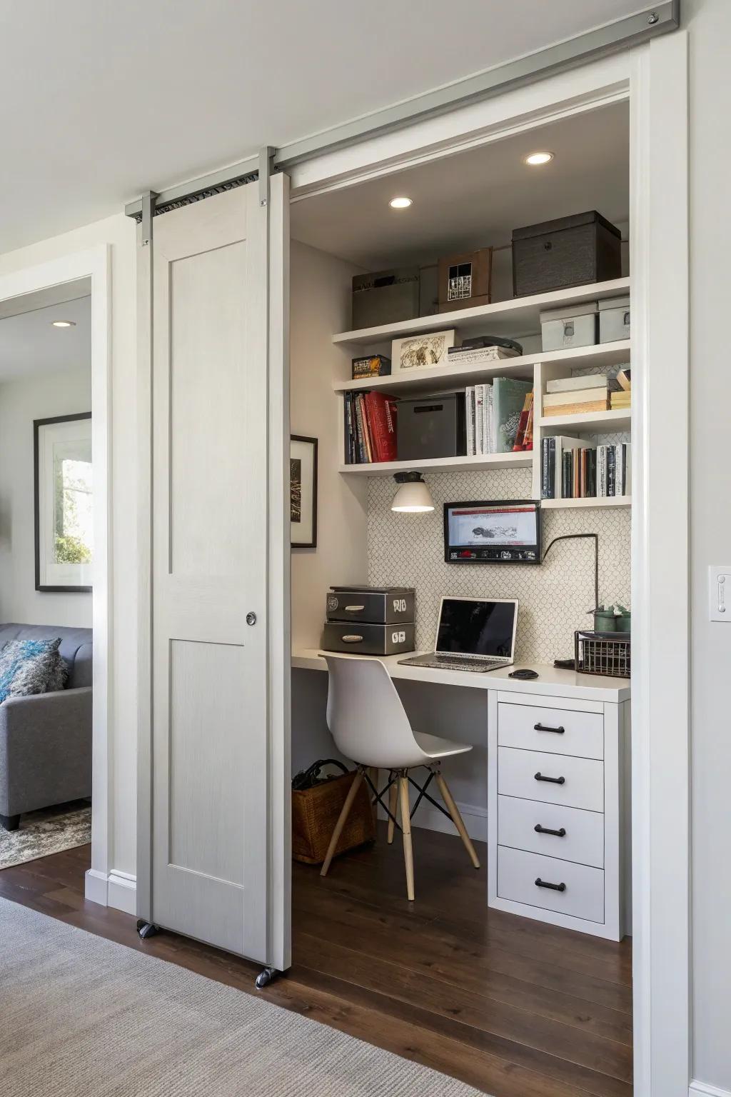 Hide your office space behind a stylish sliding door.