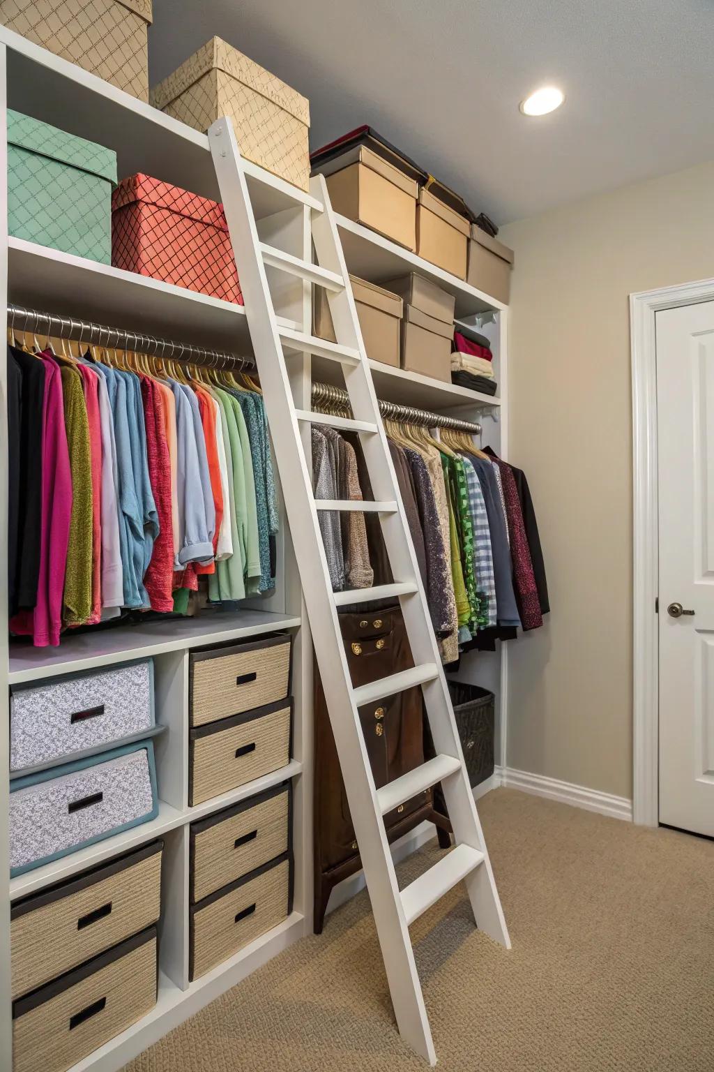A sliding ladder adds both function and charm to your closet.