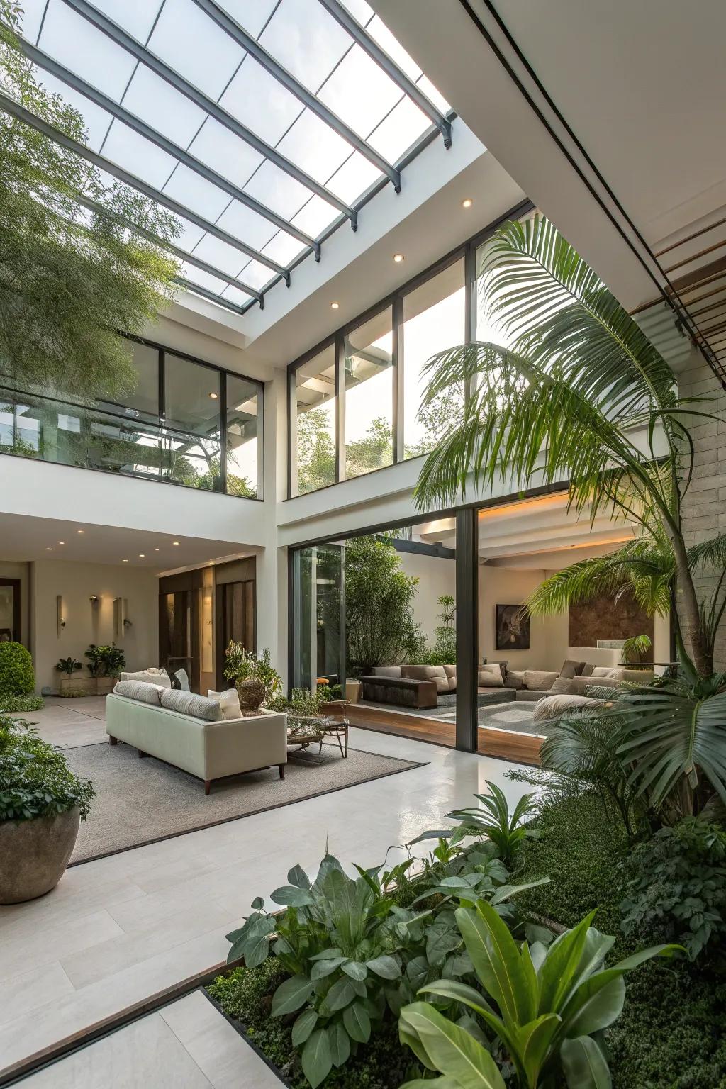 An open-concept atrium enhancing home connectivity.