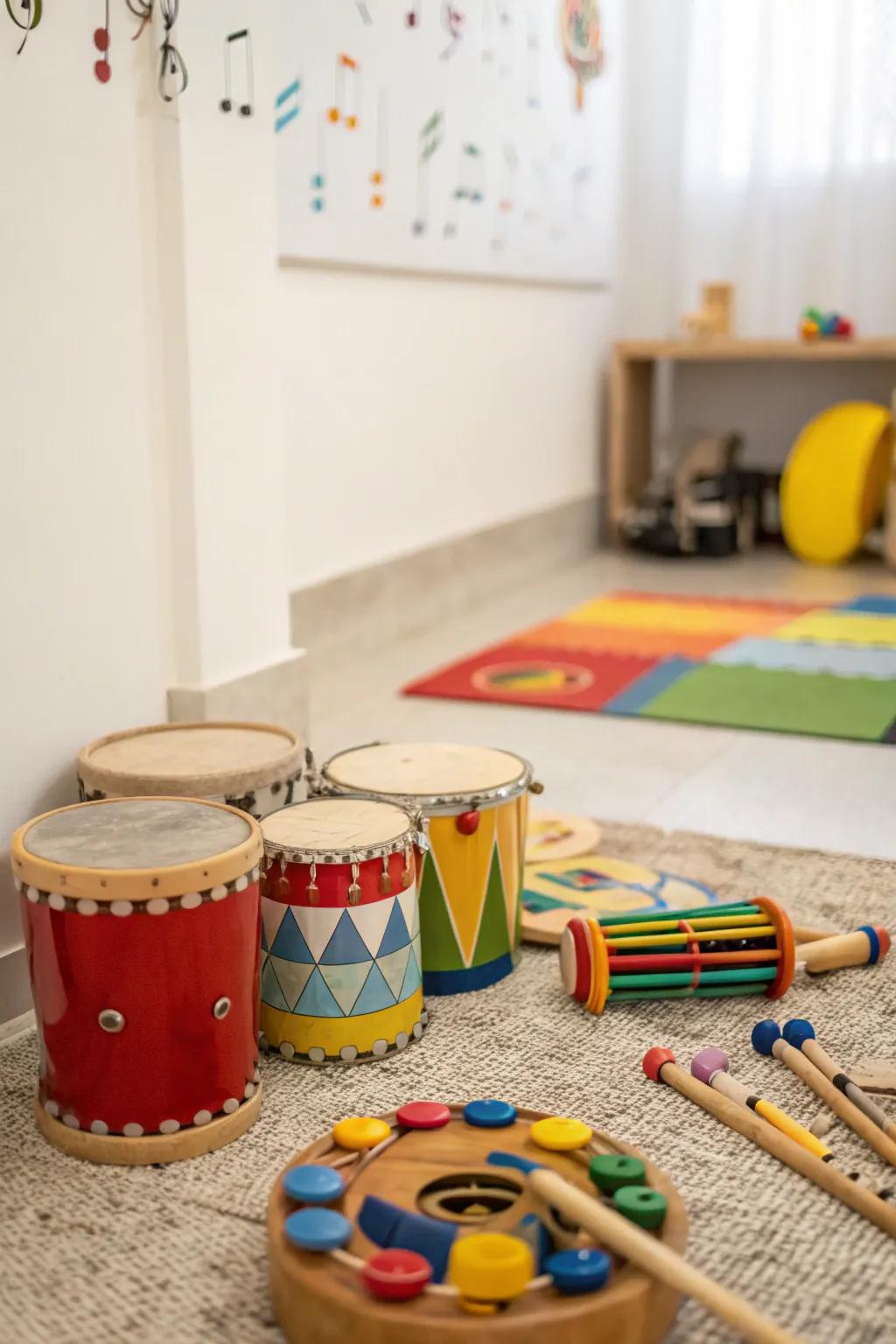 Musical areas can encourage expression and improve children's sense of rhythm.