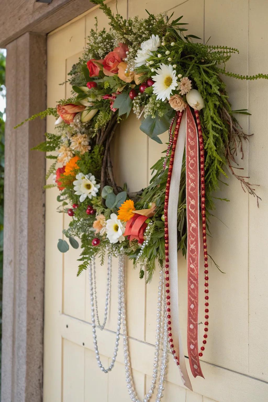 Seasonal floral wreaths add personalized charm to any space.