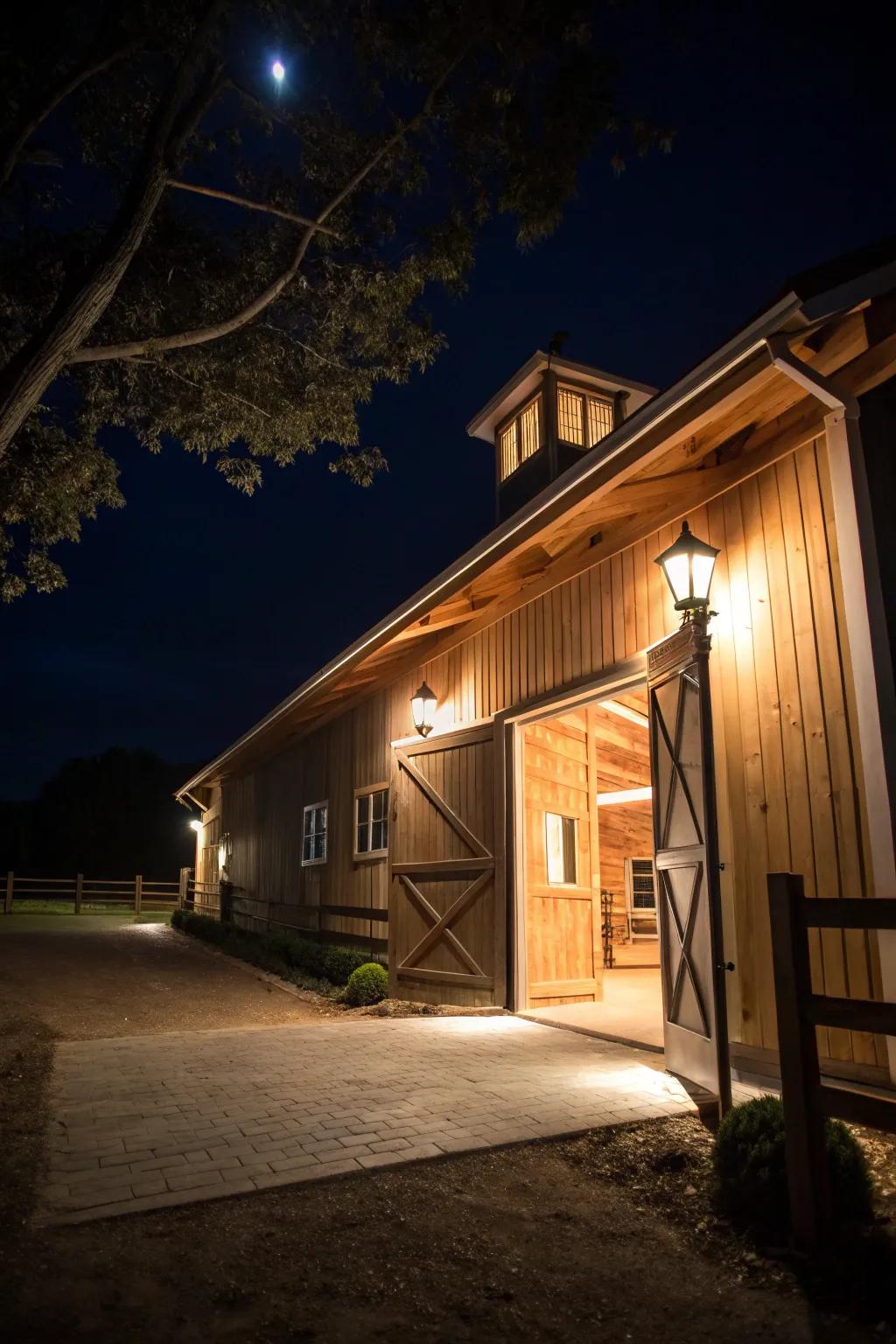 Motion sensor lights enhance security and convenience at night.