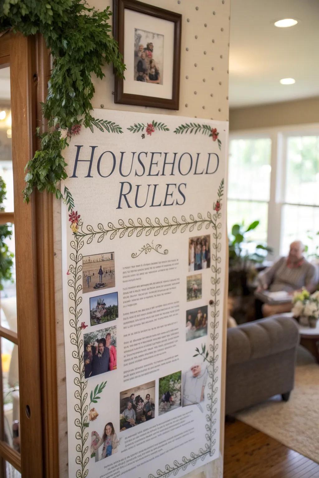 Encourage peace with a well-displayed set of home rules.