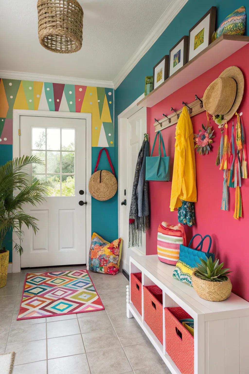 A burst of hue adds liveliness and energy to the entrance.