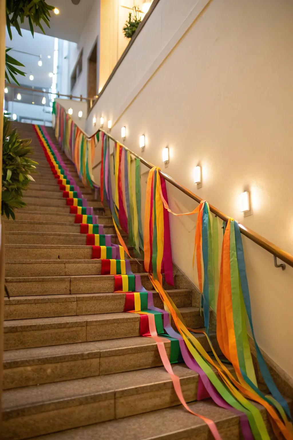 Include festive charm to staircases using paper strips.