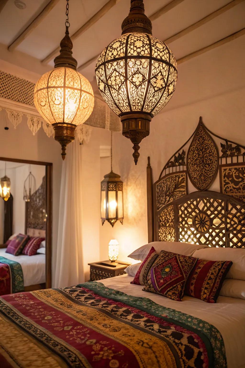 Elaborate lighting structures become a space's centerpiece.