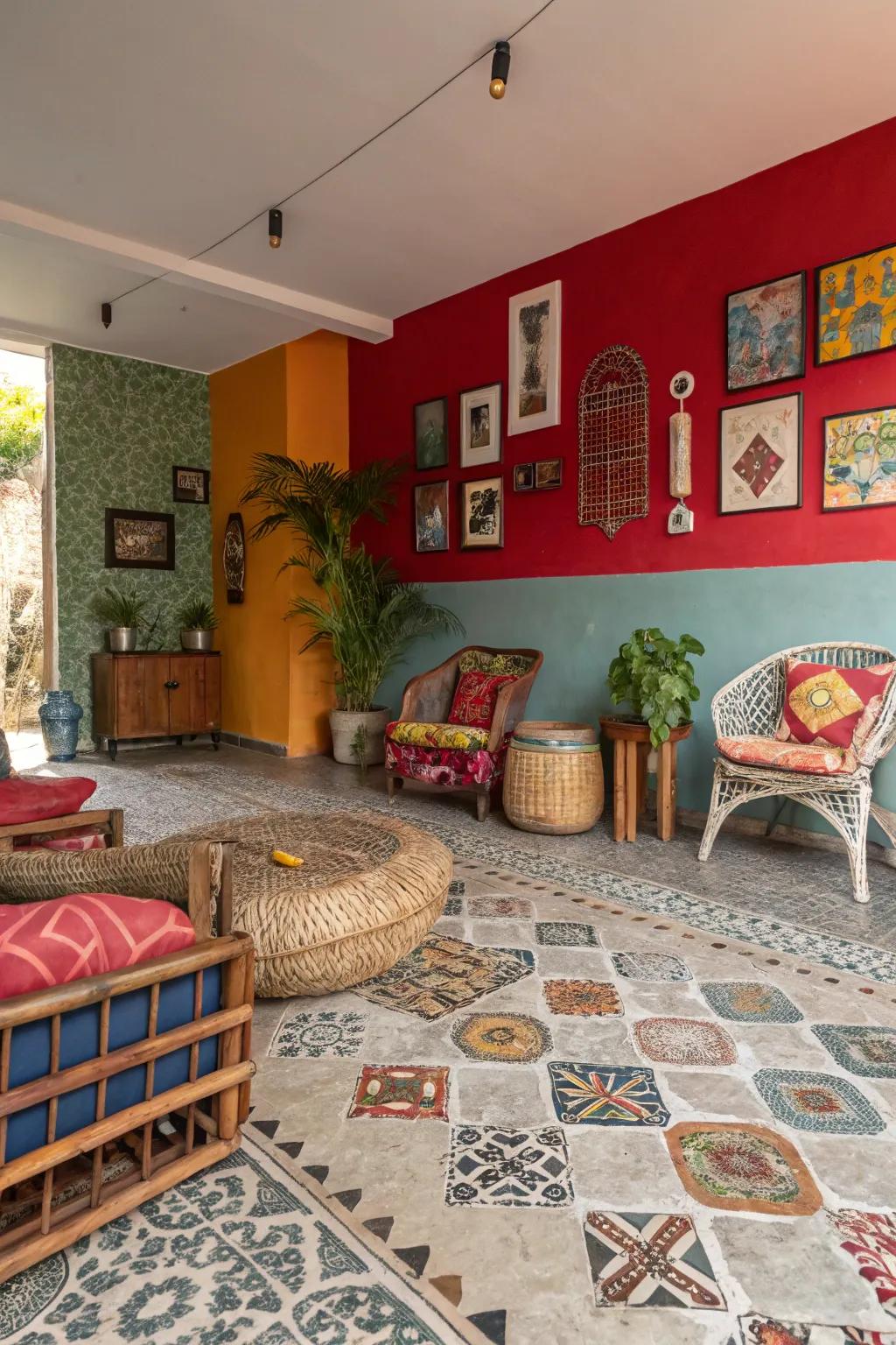 Concrete mosaics transform ordinary floors into extraordinary art.