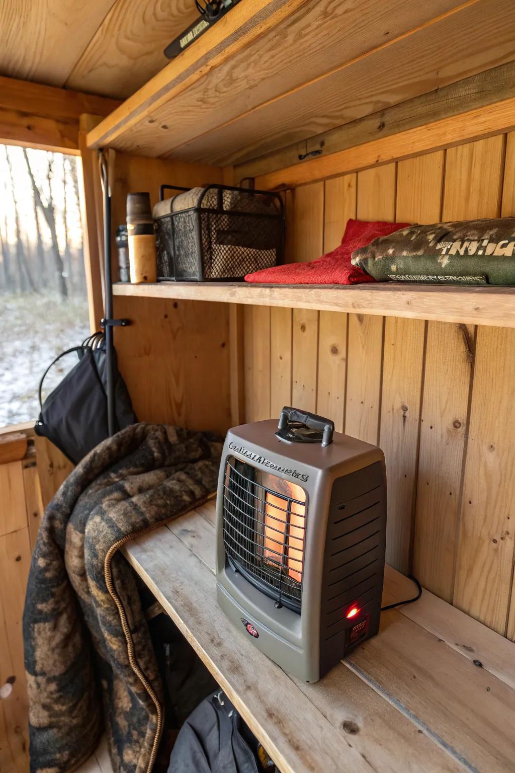 Small heaters provide warmth without taking up too much space.