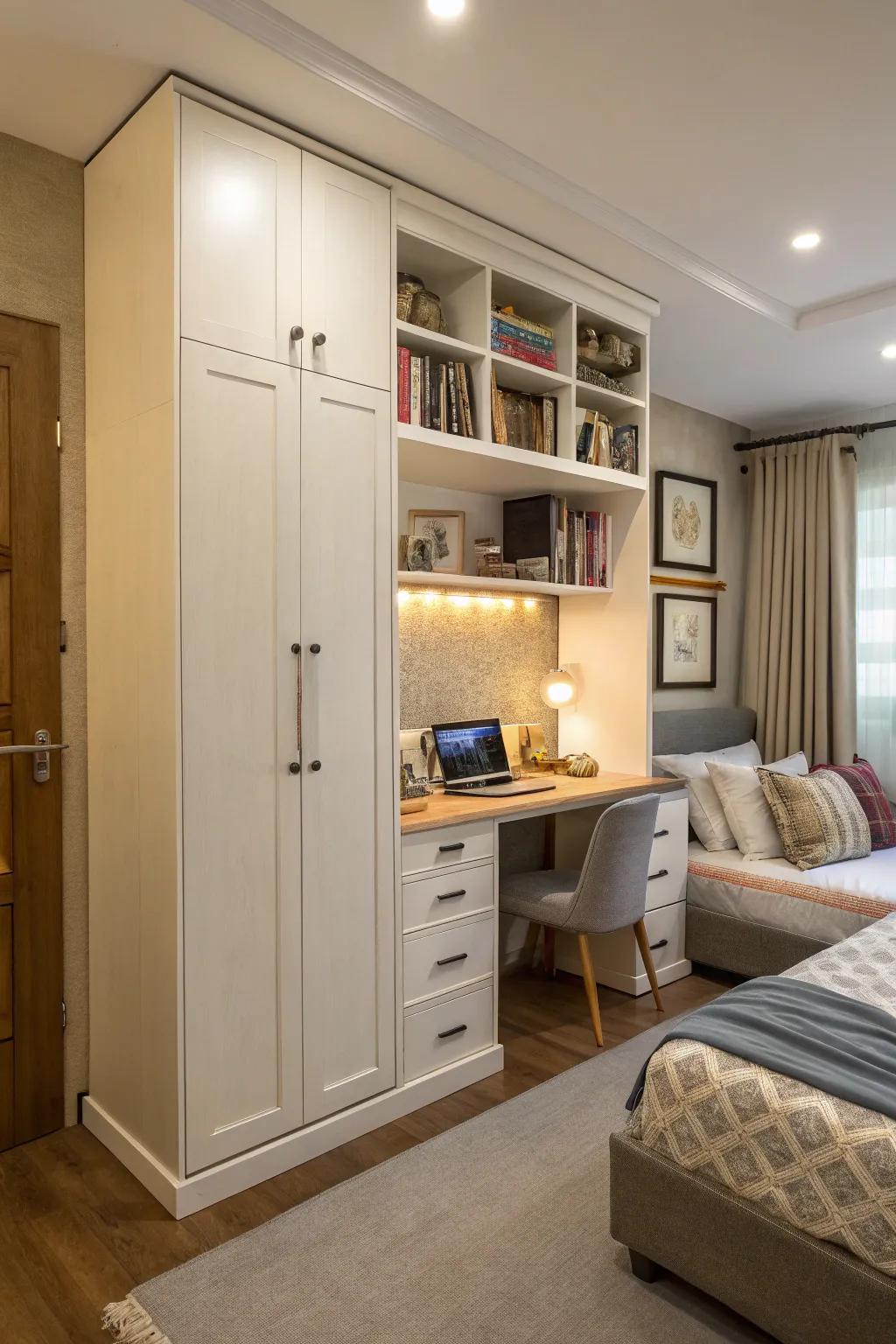 Closets with study desks: smart and space-saving.