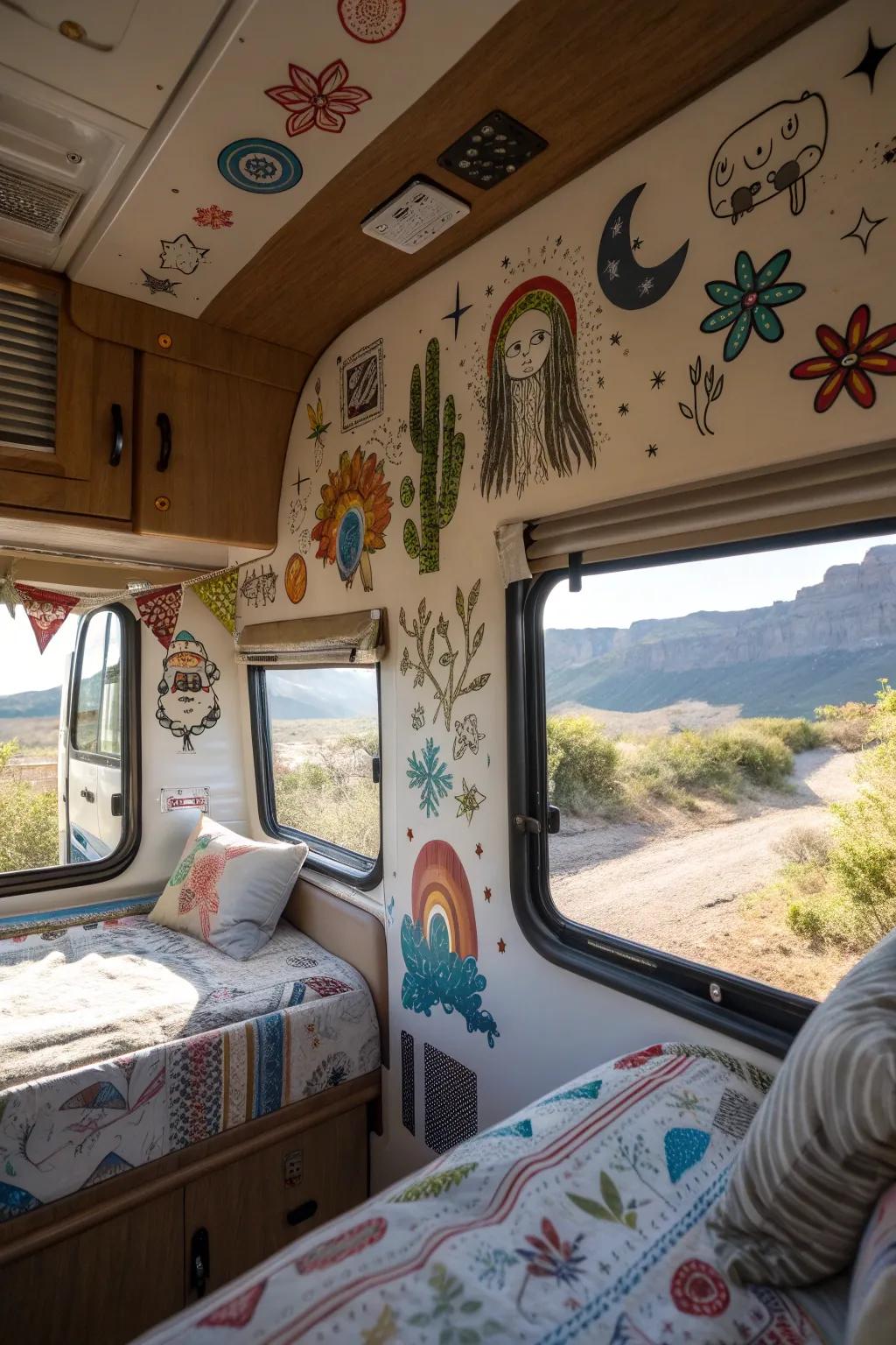 Distinctive wall art that personalizes the camper.