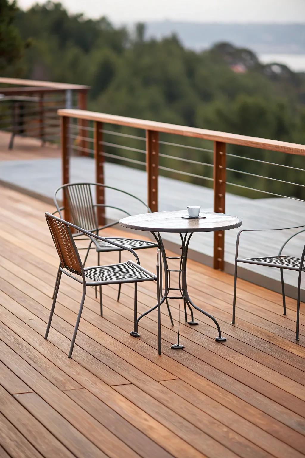 Modern minimalism creates a sleek deck design.