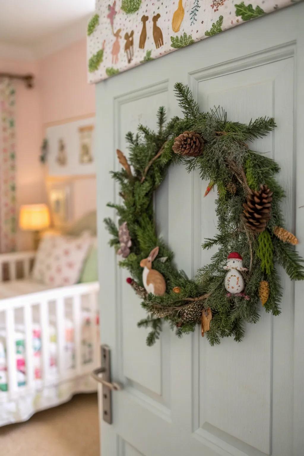 Woodland creatures impart playful charm to seasonal garlands.