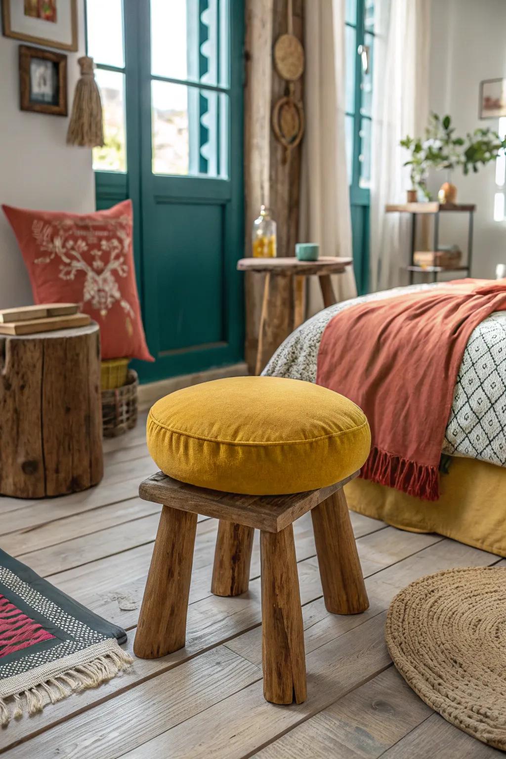 Organic touches add warmth and authenticity to this Japandi-inspired retreat. #RusticCharm #HomeInspiration