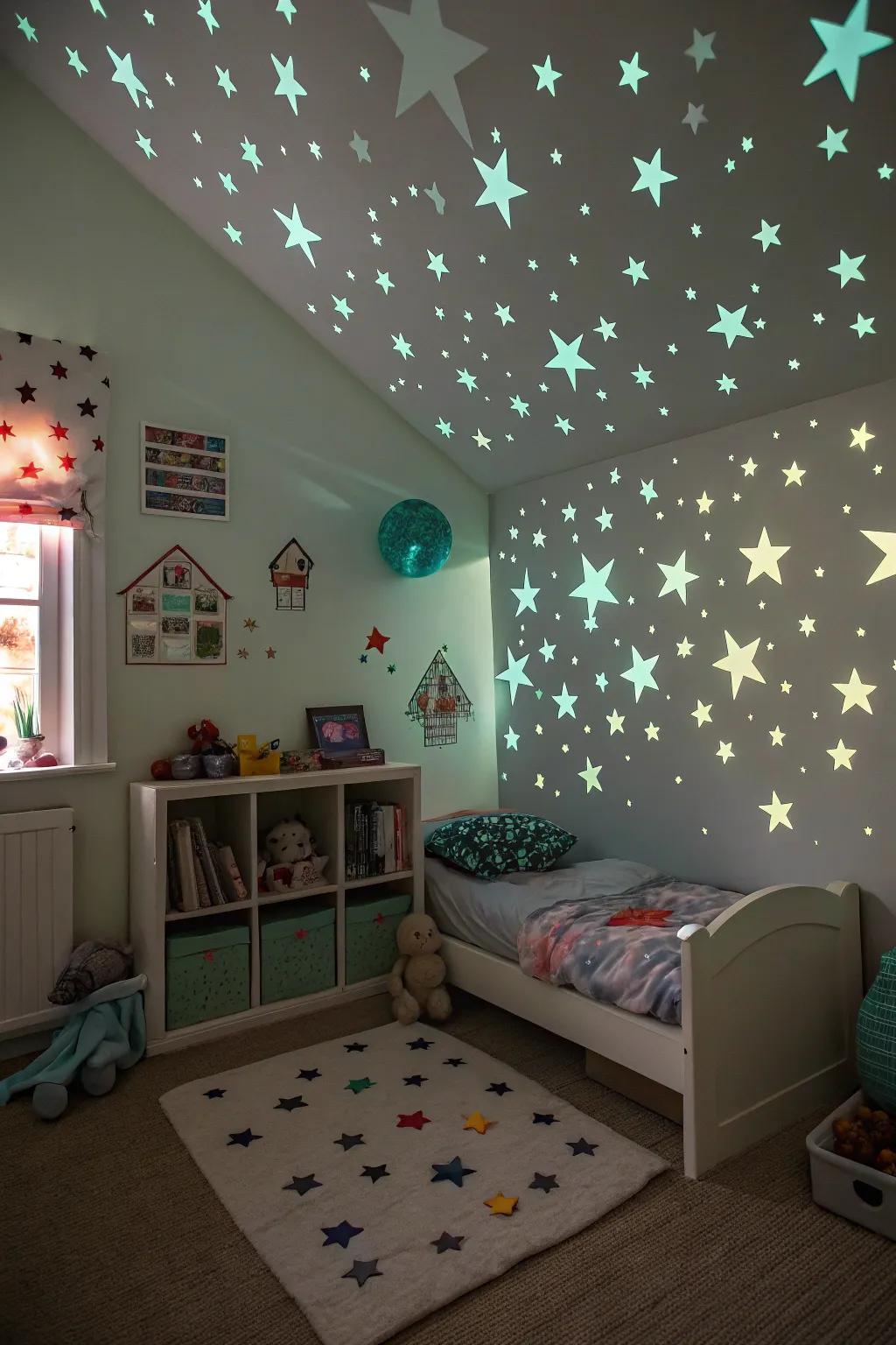 Noctilucent elements offer a magical glow at night.