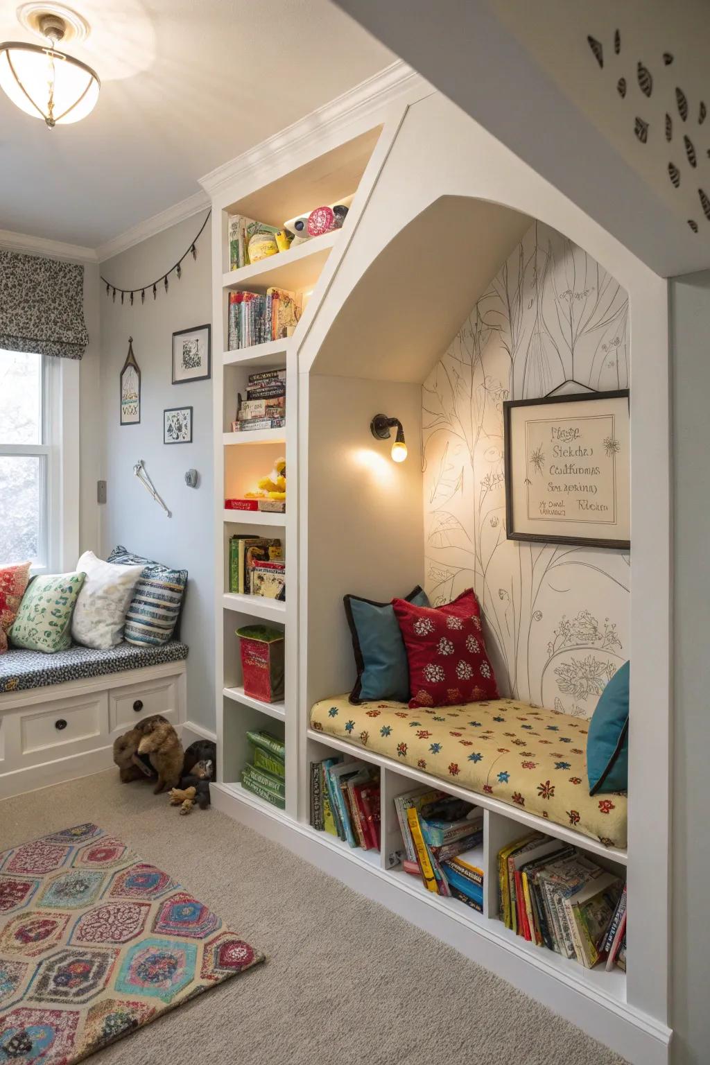 Architectural features transformed into functional spaces.