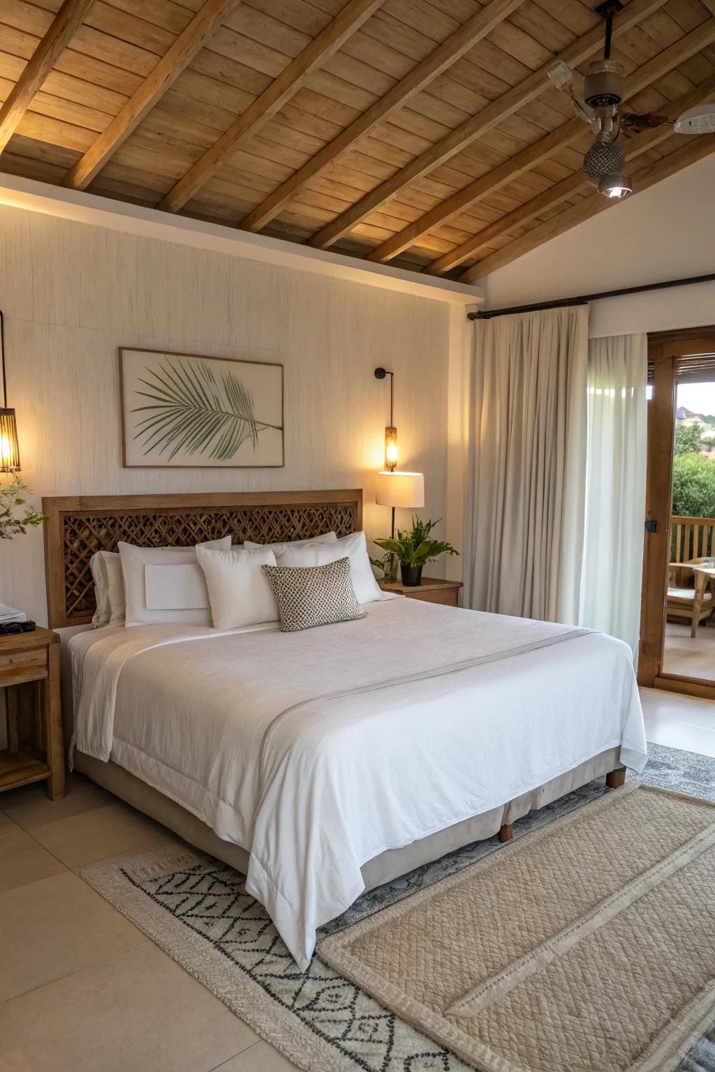 Simplistic styling creates a serene and peaceful atmosphere for this king-sized bed.