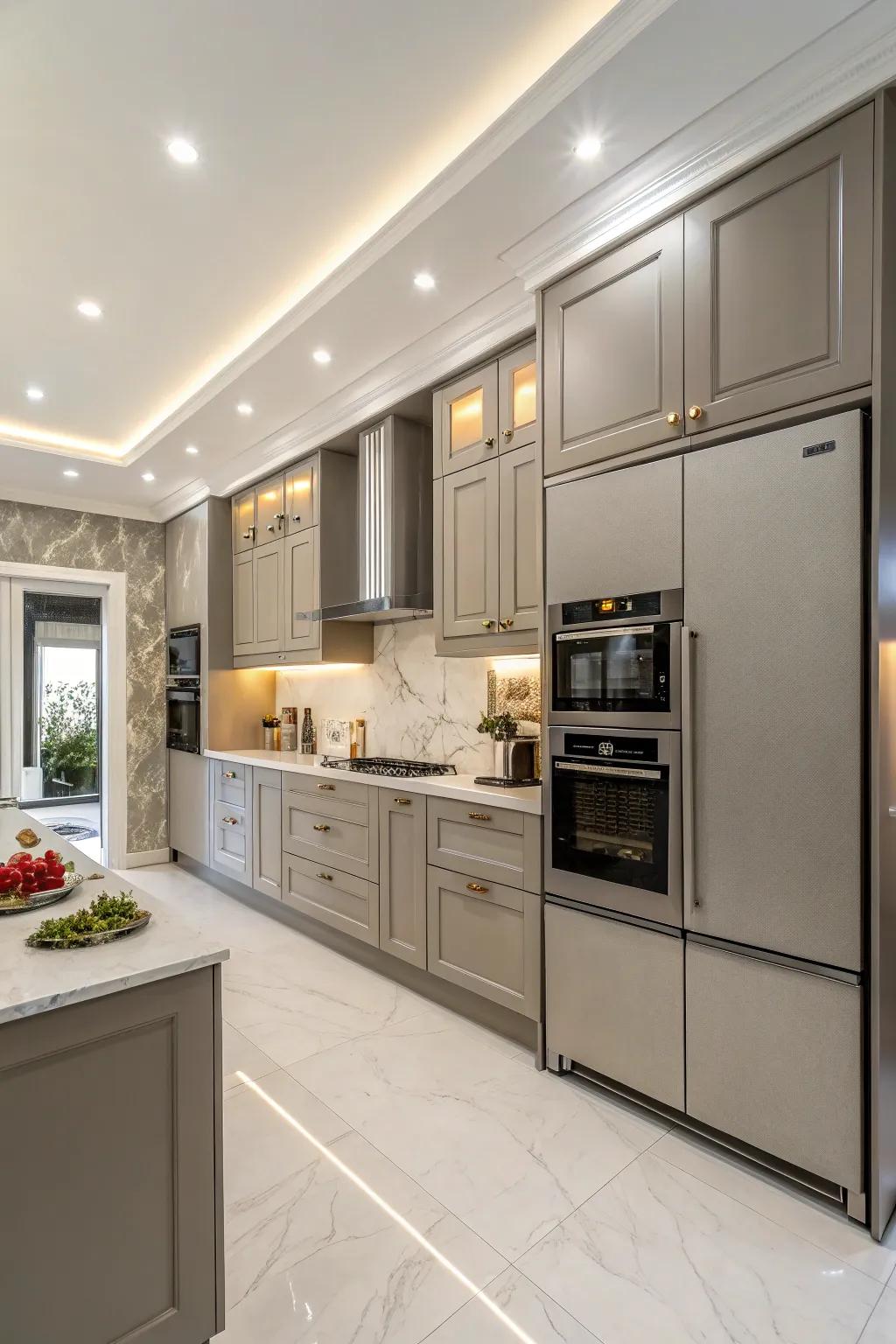 Seamless integration via appliances guarantees a cohesive cooking area design.