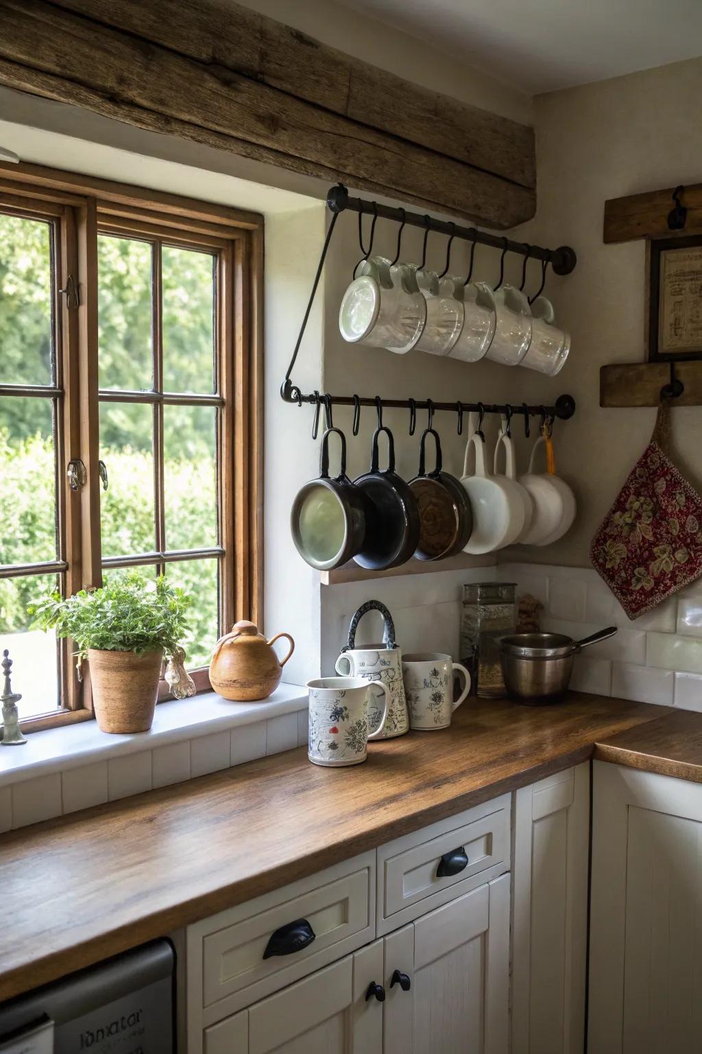 Hanging wall racks use vertical space effectively.