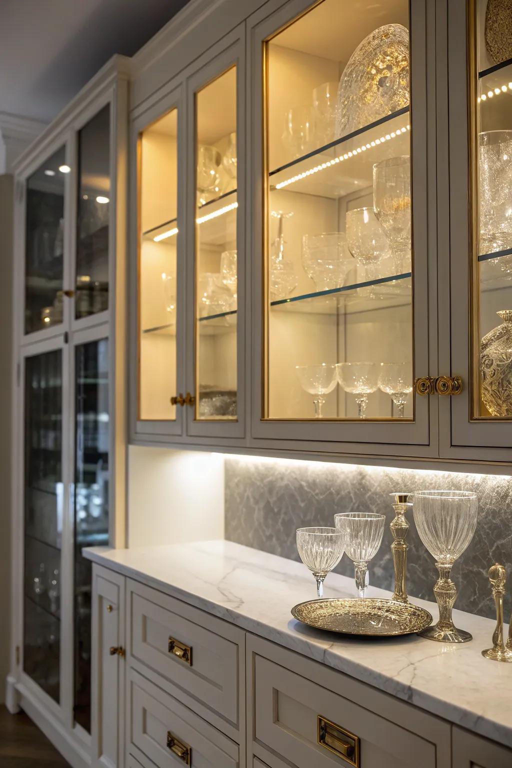 Show off your glassware with stylish glass cabinet lighting.