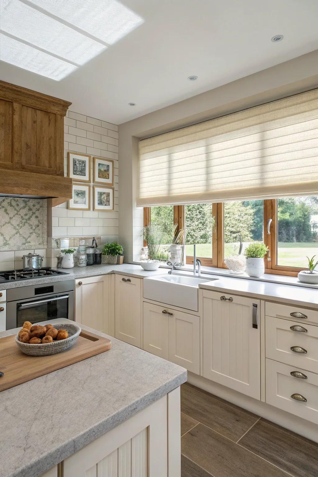 Top-down shades provide adjustable light and privacy options.