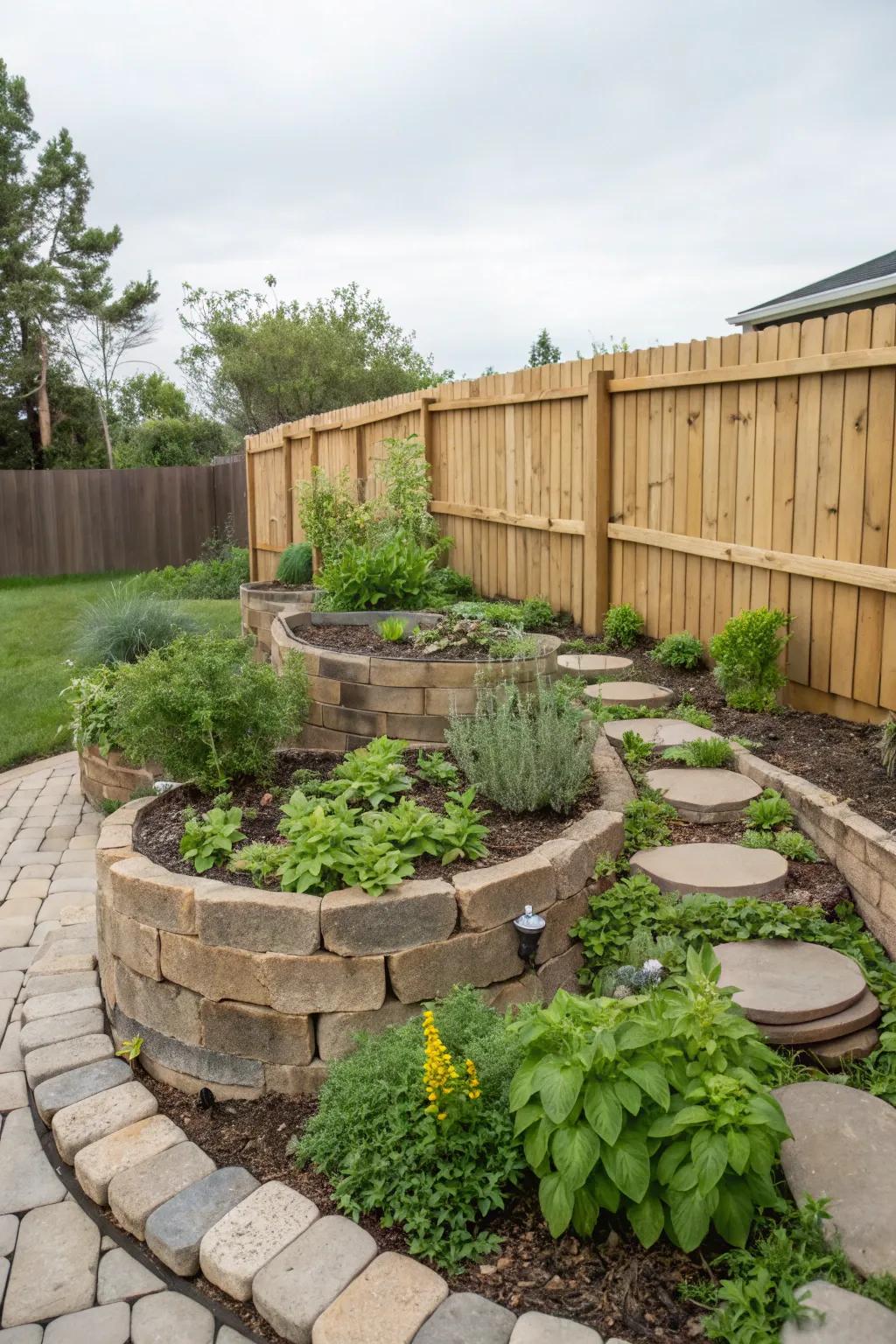 A herb spiral lets you plant different things in a small space.