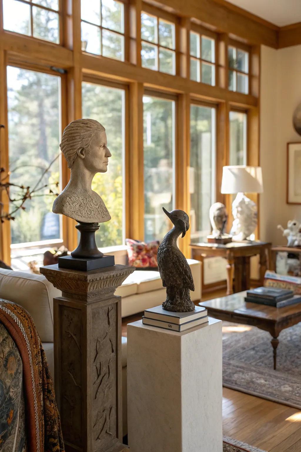 Artistic pieces that add to the beauty of large windows.