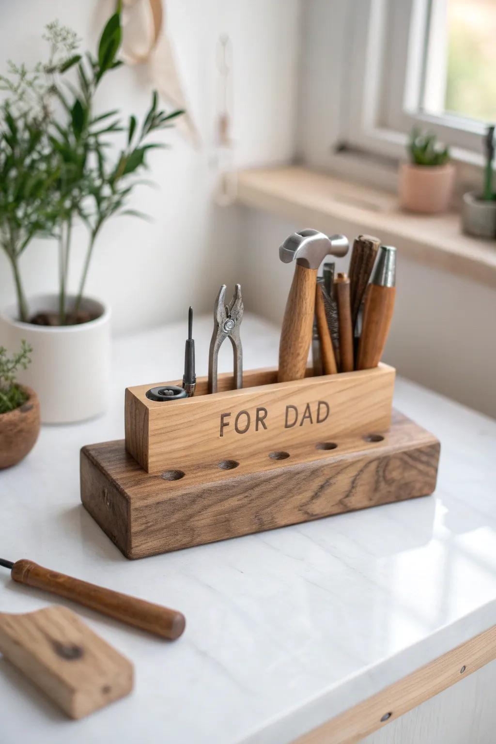 Made with affection: A customized tool organizer that brings order and elegance to Dad's workshop.