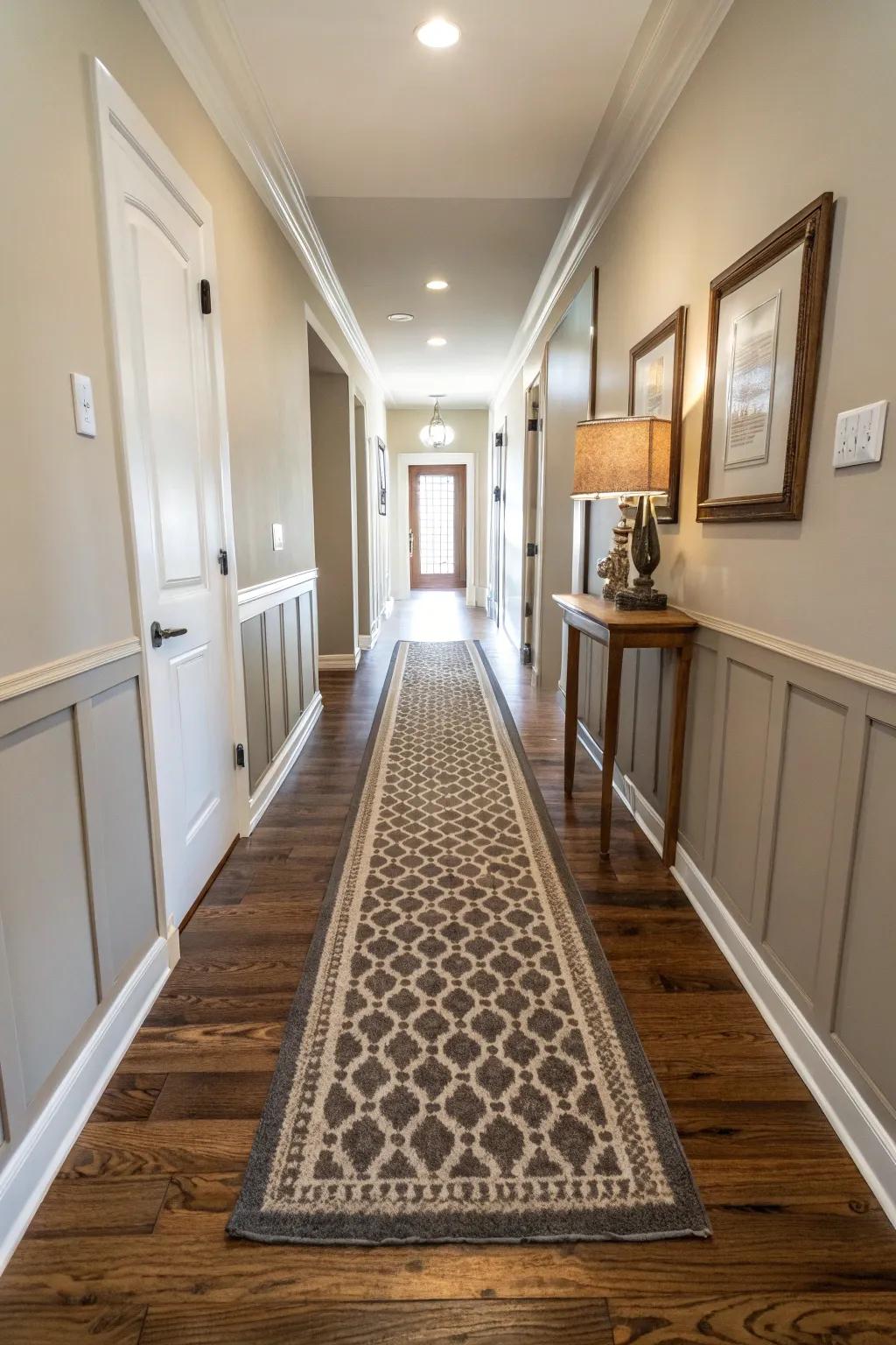 Ground covering runners contribute aesthetic and heat retention to transitional spaces.