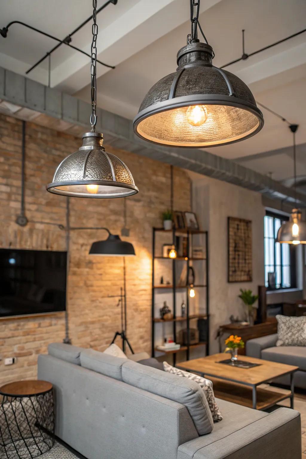 Metal elements add an industrial edge to your area.