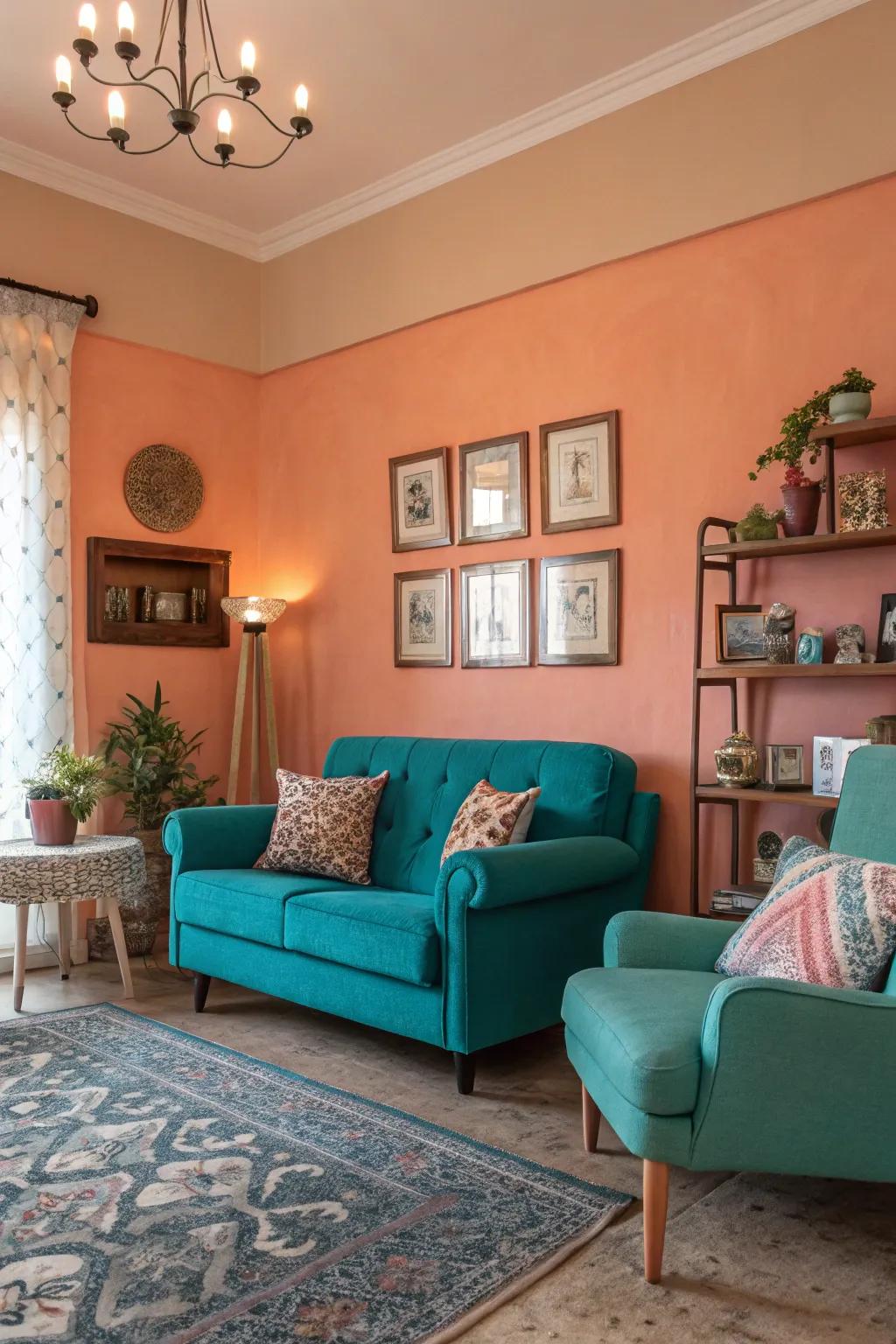 Uncommon color combinations can energize your living room with playful charm.