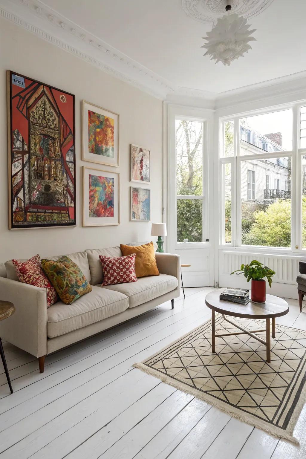 Artistic shows stand out beautifully on bright hardwood floors.