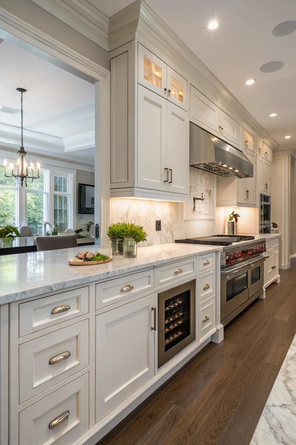 Hidden sockets contribute to an uncluttered kitchen.