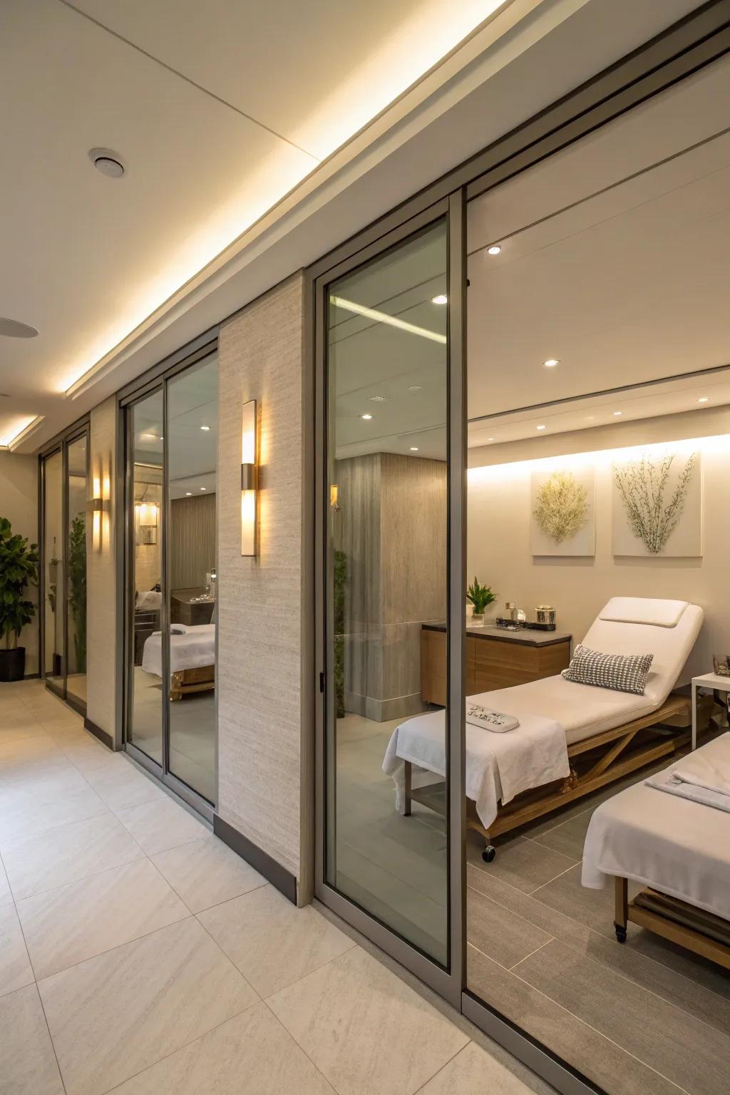 Sliding doors for space-saving elegance.