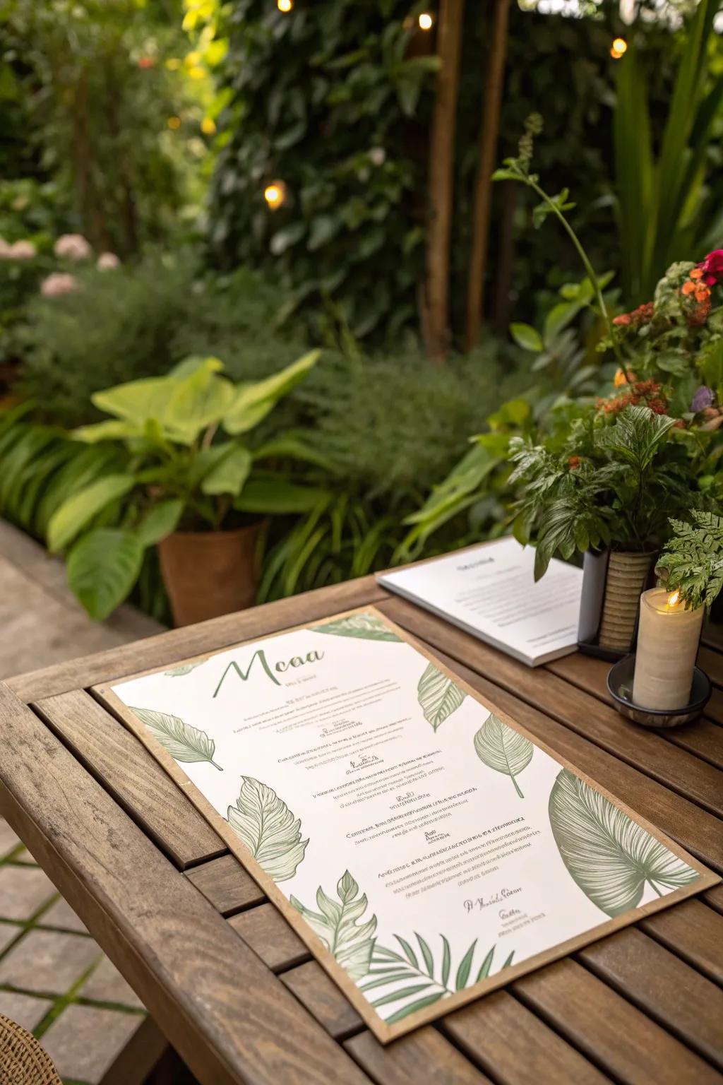 Plant-inspired themes add a refreshing, natural touch to your menu.
