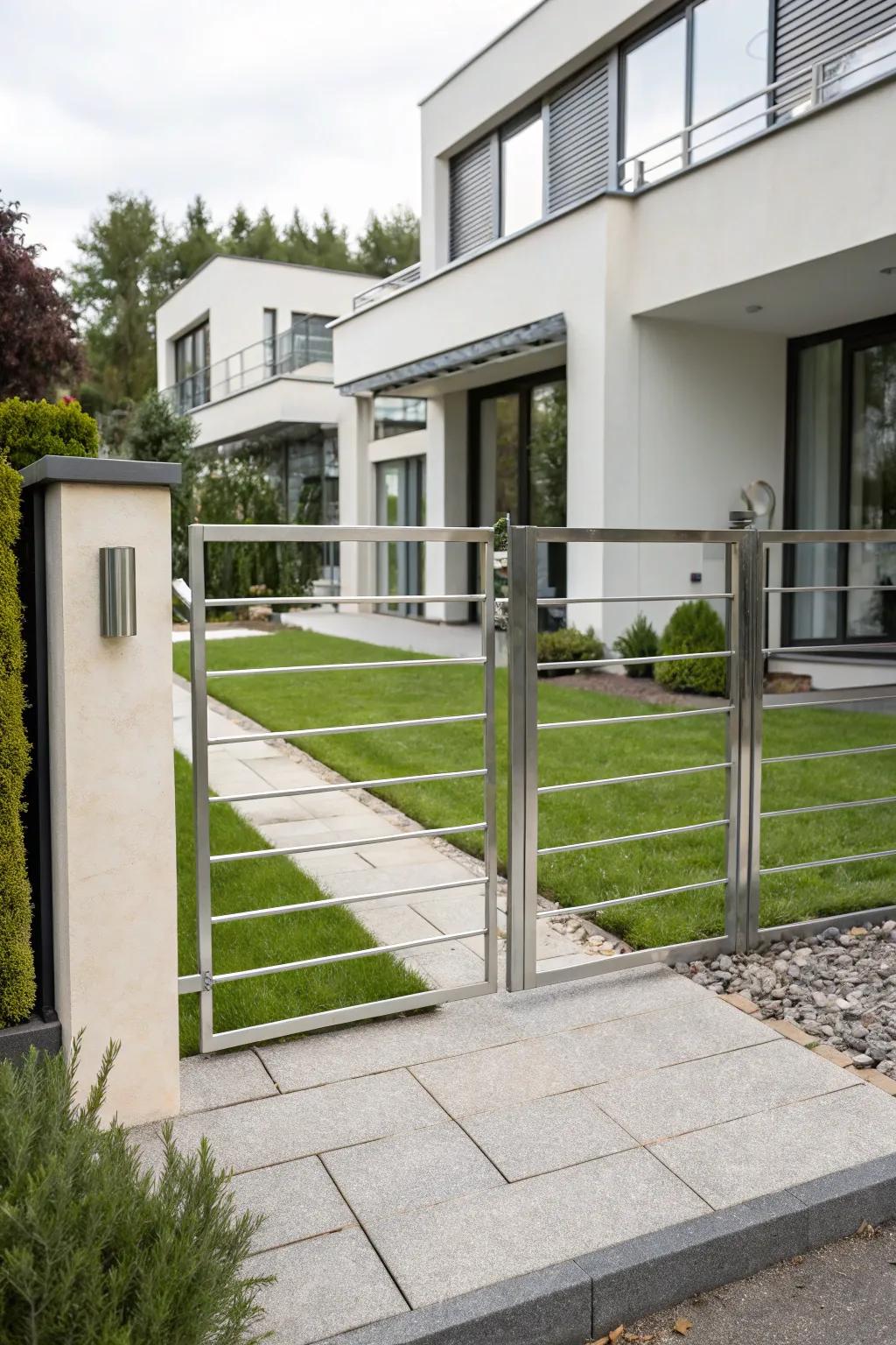 A minimalist metal gate that embodies simplicity and grace.