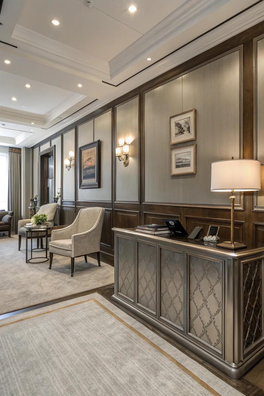 Elevate your office through refined metal paneling.