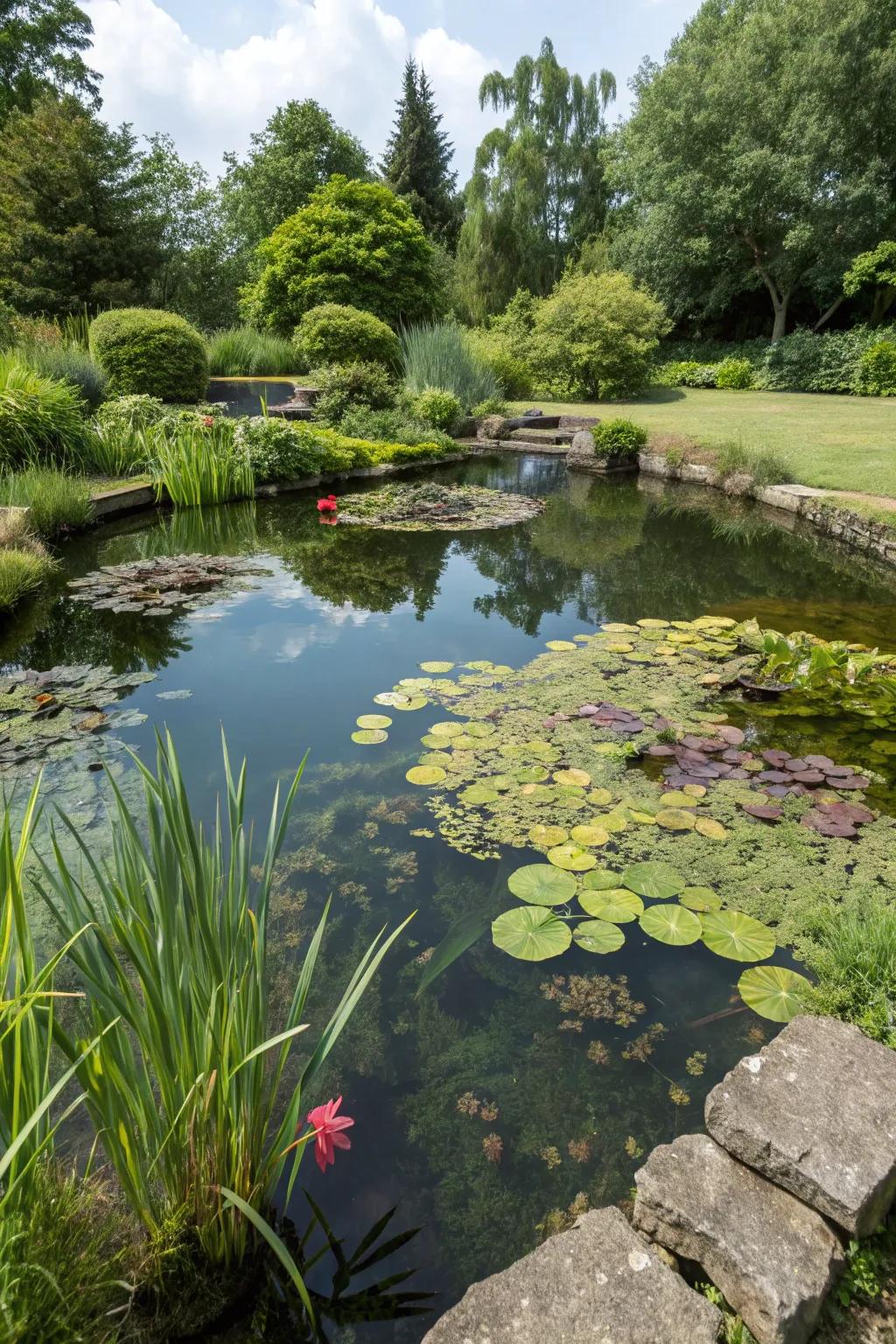 A peaceful, easy-care mini pond without fish.