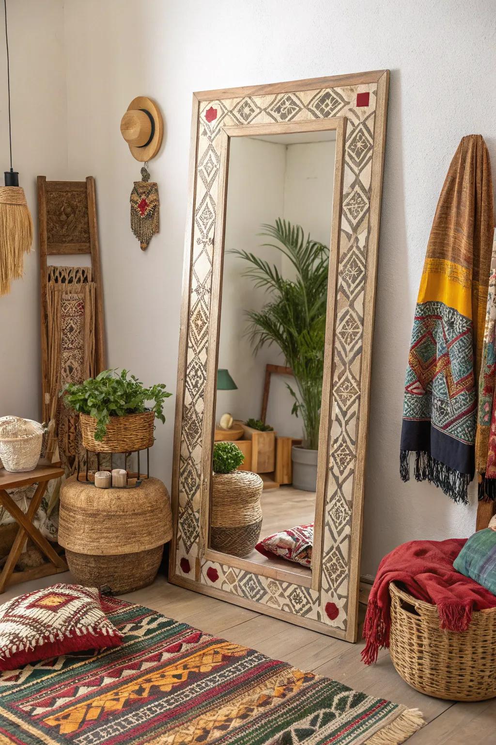Warmth and character are imparted by tribal patterns.