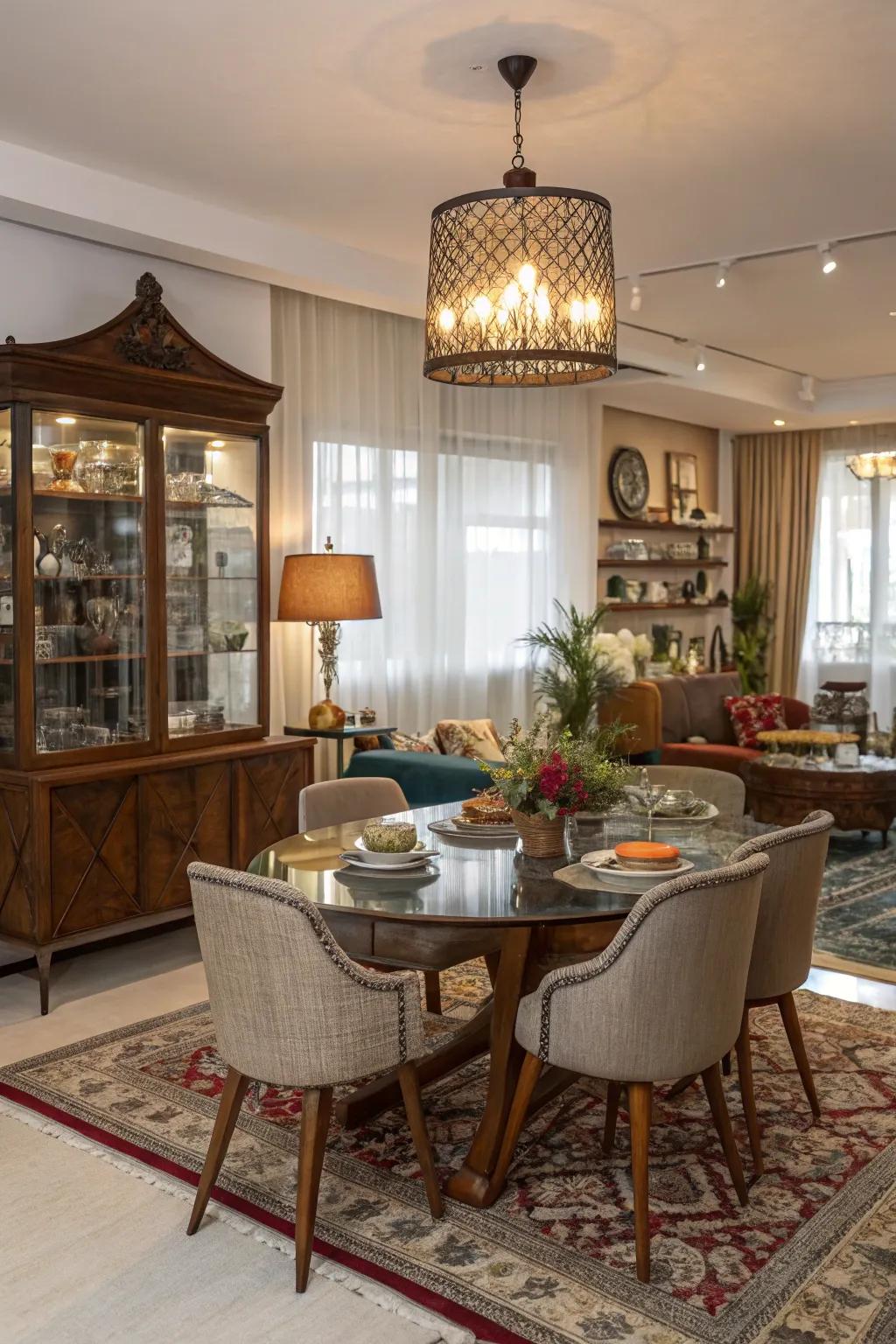 Diverse decorations can make your dining room visually interesting and unique.