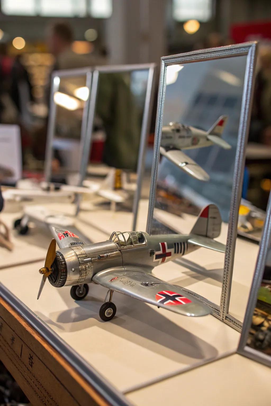 Mirrors add depth and sophistication to your model airplane setup.