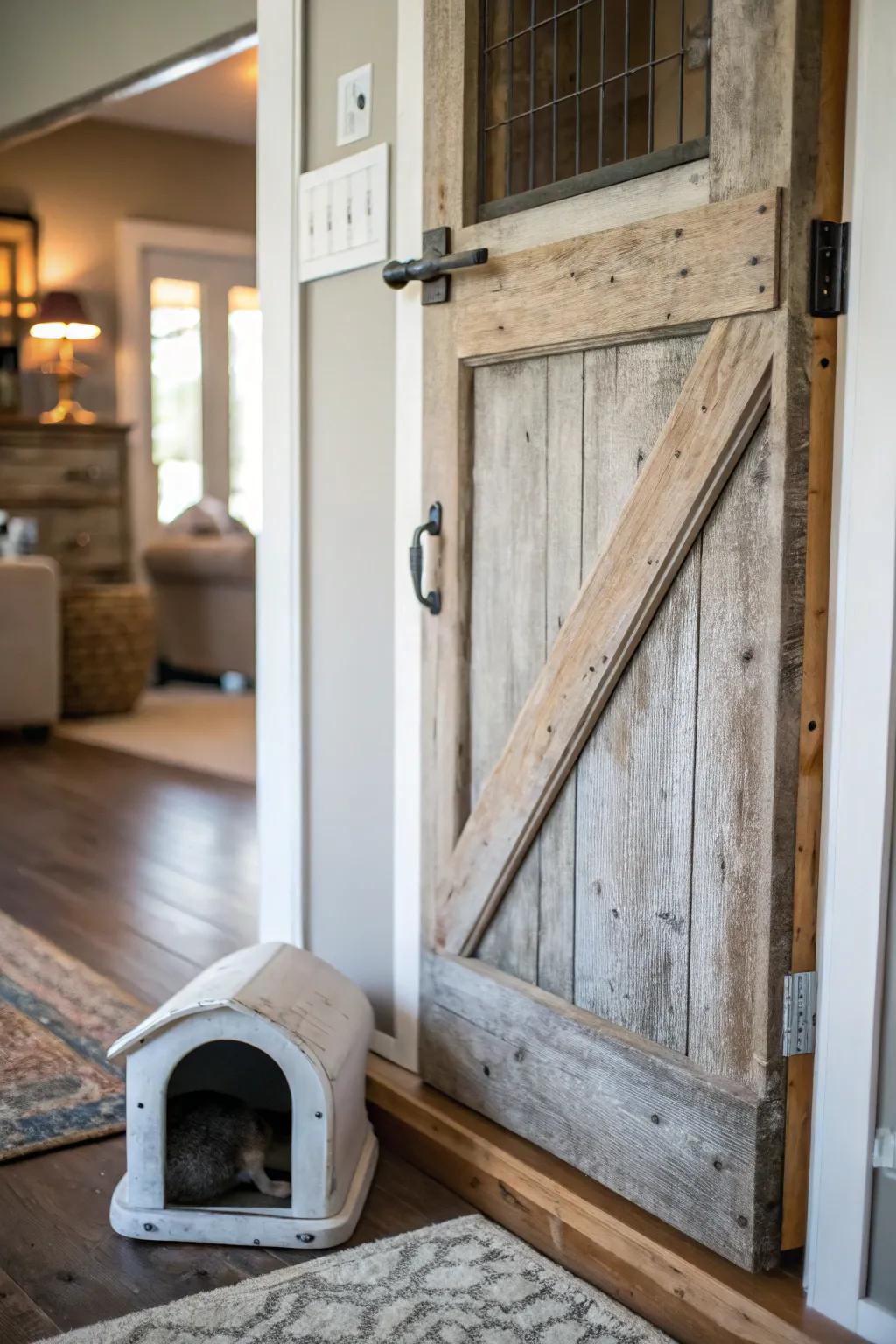 Pet-friendly barn doors combine functionality with style.